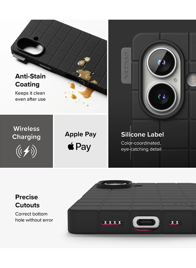 Ringke Bitmap Silicone Magnetic For MagSafe Designed for iPhone 16 Case, Anti-Stain Coating Classic Retro Vibe Soft Durable Cover for iPhone 16 - Black - Image 5