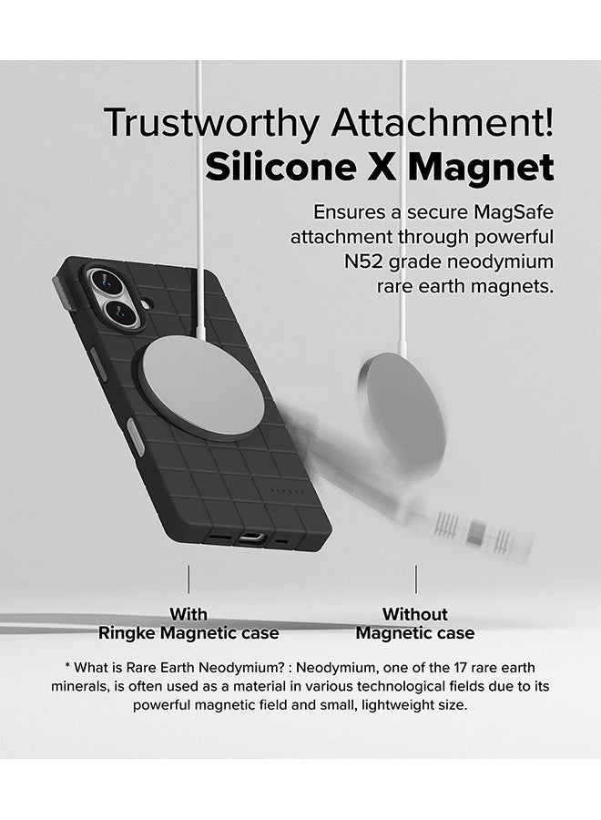 Ringke Bitmap Silicone Magnetic For MagSafe Designed for iPhone 16 Case, Anti-Stain Coating Classic Retro Vibe Soft Durable Cover for iPhone 16 - Black - Image 3