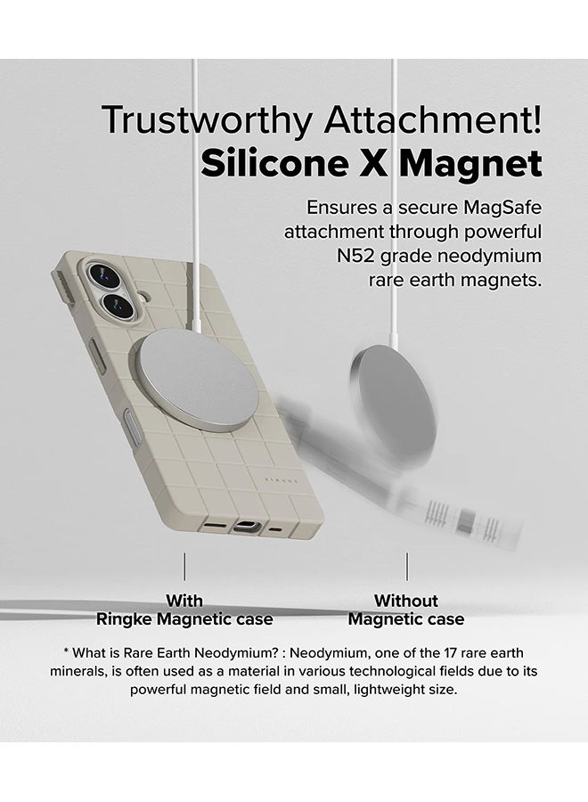 Ringke Bitmap Silicone Magnetic For MagSafe Designed for iPhone 16 Case, Anti-Stain Coating Classic Retro Vibe Soft Durable Cover for iPhone 16 - Stone - Image 3