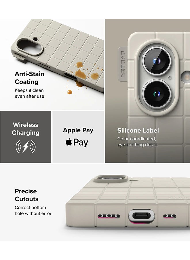 Ringke Bitmap Silicone Magnetic For MagSafe Designed for iPhone 16 Case, Anti-Stain Coating Classic Retro Vibe Soft Durable Cover for iPhone 16 - Stone - Image 5