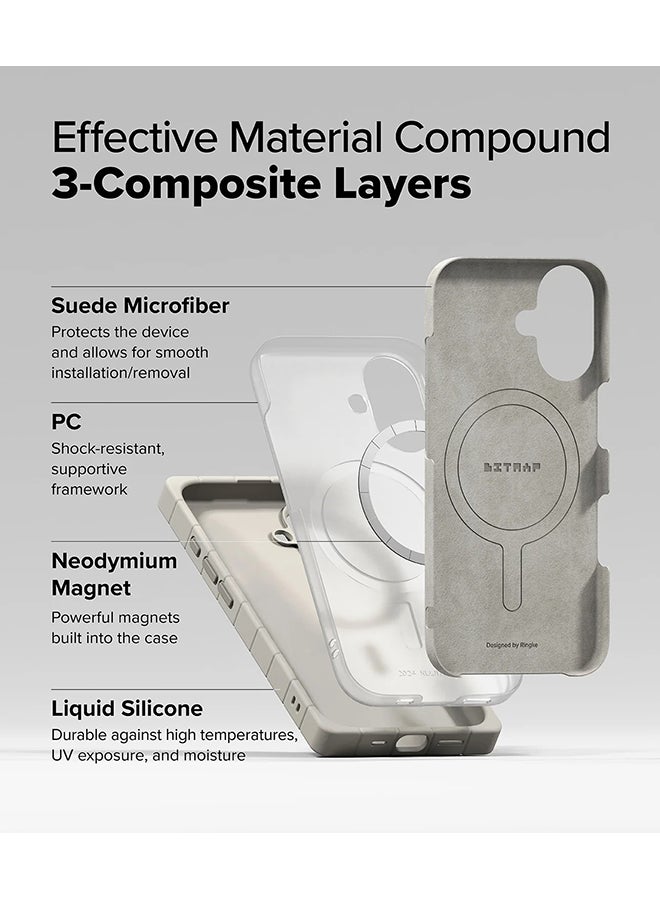 Ringke Bitmap Silicone Magnetic For MagSafe Designed for iPhone 16 Case, Anti-Stain Coating Classic Retro Vibe Soft Durable Cover for iPhone 16 - Stone - Image 4