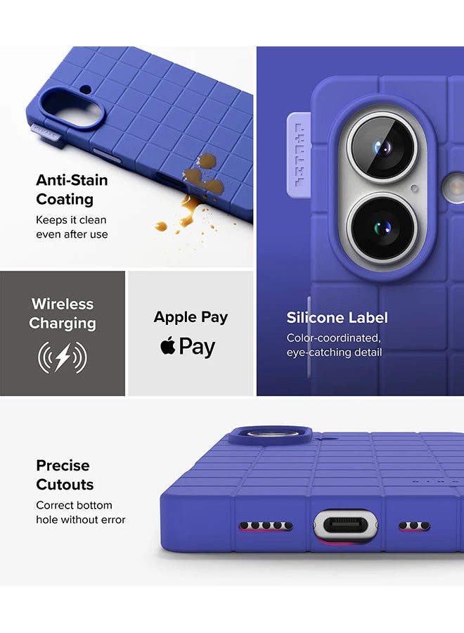 Ringke Bitmap Silicone Magnetic For MagSafe Designed for iPhone 16 Case, Anti-Stain Coating Classic Retro Vibe Soft Durable Cover for iPhone 16 - Ultramarine - Image 5