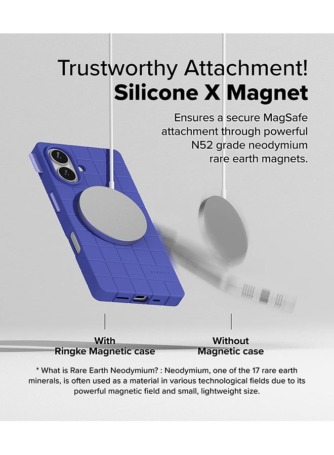 Ringke Bitmap Silicone Magnetic For MagSafe Designed for iPhone 16 Case, Anti-Stain Coating Classic Retro Vibe Soft Durable Cover for iPhone 16 - Ultramarine - Image 3