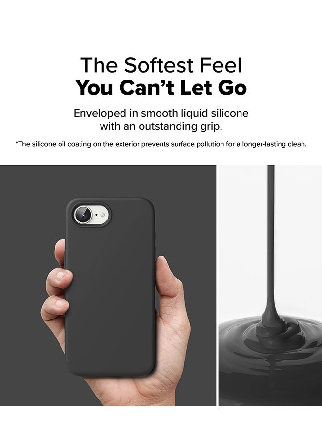 Ringke Silicone Magnetic For iPhone 16e Case Cover Powerful Magnet Long Lasting Silky Feel Anti-Fingerprint iPhone 16e Back Cover - Black - Image 4