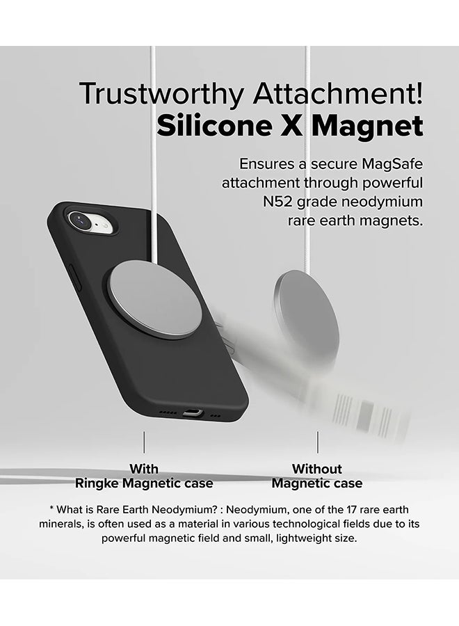 Ringke Silicone Magnetic For iPhone 16e Case Cover Powerful Magnet Long Lasting Silky Feel Anti-Fingerprint iPhone 16e Back Cover - Black - Image 3