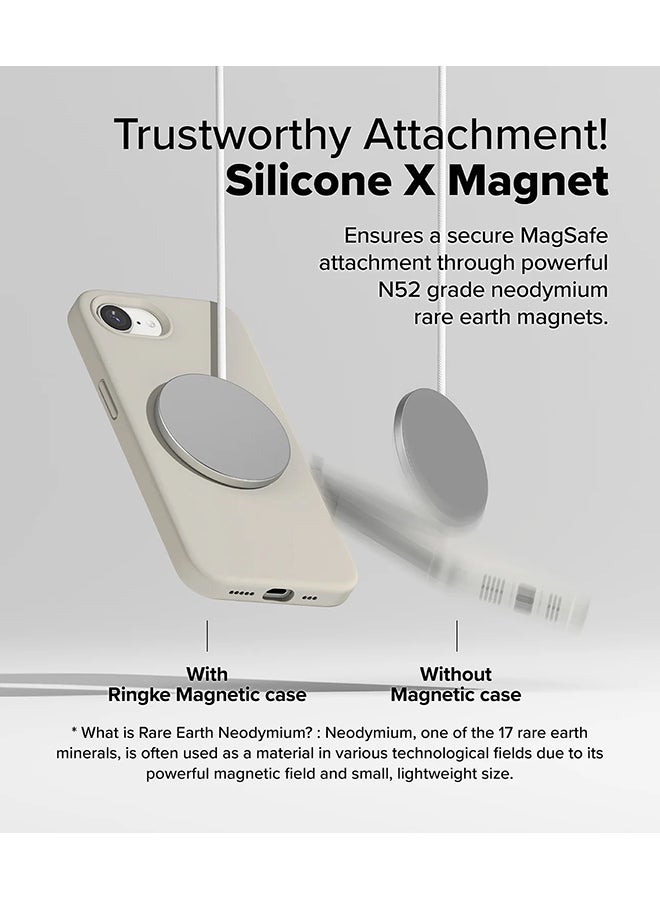 Ringke Silicone Magnetic For iPhone 16e Case Cover Powerful Magnet Long Lasting Silky Feel Anti-Fingerprint iPhone 16e Back Cover - Stone - Image 3
