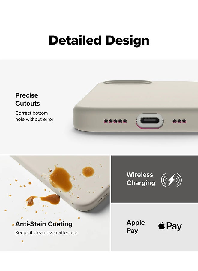 Ringke Silicone Magnetic For iPhone 16e Case Cover Powerful Magnet Long Lasting Silky Feel Anti-Fingerprint iPhone 16e Back Cover - Stone - Image 5