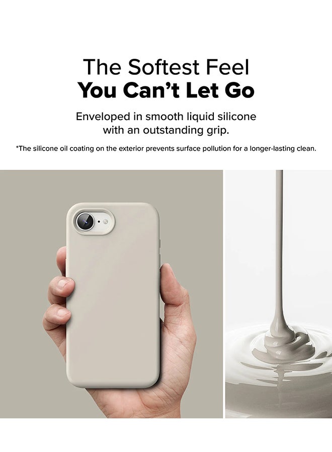 Ringke Silicone Magnetic For iPhone 16e Case Cover Powerful Magnet Long Lasting Silky Feel Anti-Fingerprint iPhone 16e Back Cover - Stone - Image 4