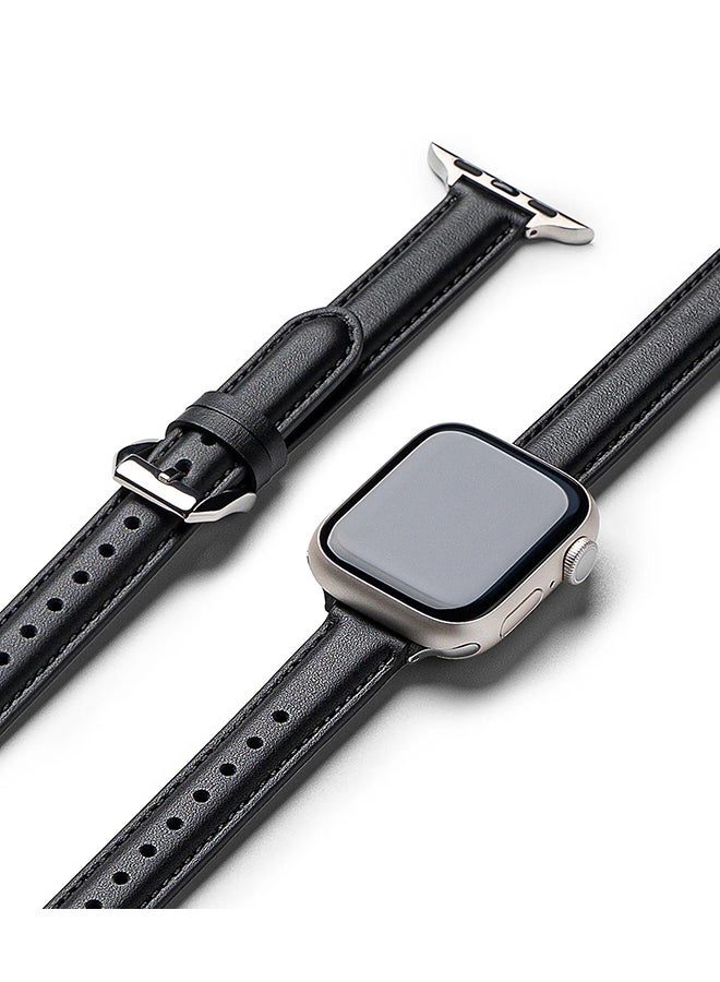 رينجك حزام جلد واحد مبطن نحيف لساعات آبل (40 / 41 / 42 مم) - حزام جلد بقري أصلي - - Image 1