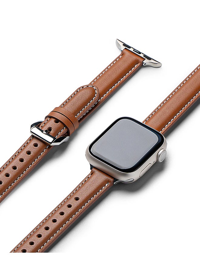 رينجك حزام جلد واحد مبطن نحيف لساعات آبل (40 / 41 / 42 مم) - حزام جلد بقري أصلي - - Image 1