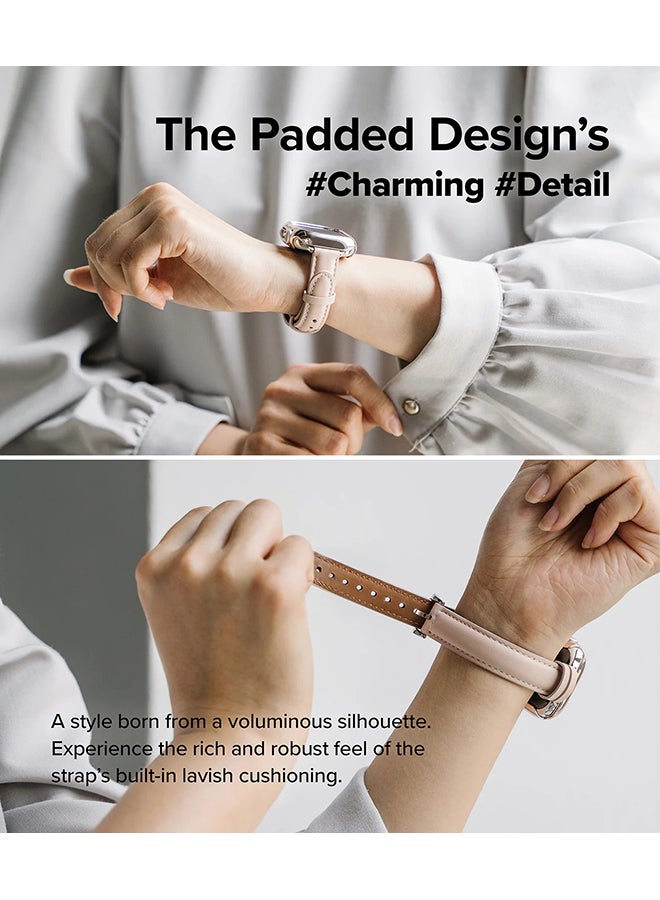 رينجك حزام جلد واحد مبطن نحيف لساعات آبل (40 / 41 / 42 مم) - حزام جلد بقري أصلي - مريح - Image 3