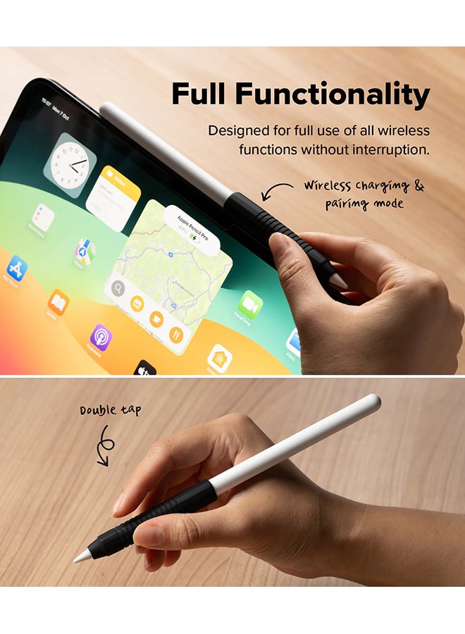 Ringke Silicone Drafting Grip Holder For Apple Pencil 2nd Generation, Apple Pencil USB-C and Apple Pencil Pro Case, Silicone Protective Cover - Black - Image 5