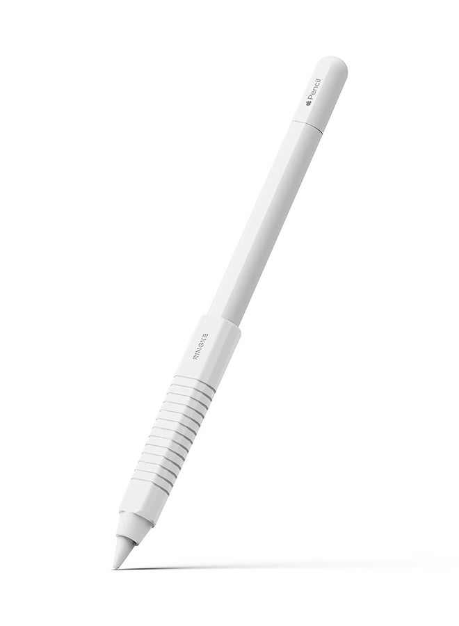 Ringke Silicone Drafting Grip Holder For Apple Pencil 2nd Generation, Apple Pencil USB-C and Apple Pencil Pro Case,  Silicone Protective Cover - White - Image 1