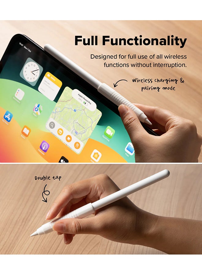 Ringke Silicone Drafting Grip Holder For Apple Pencil 2nd Generation, Apple Pencil USB-C and Apple Pencil Pro Case,  Silicone Protective Cover - White - Image 5