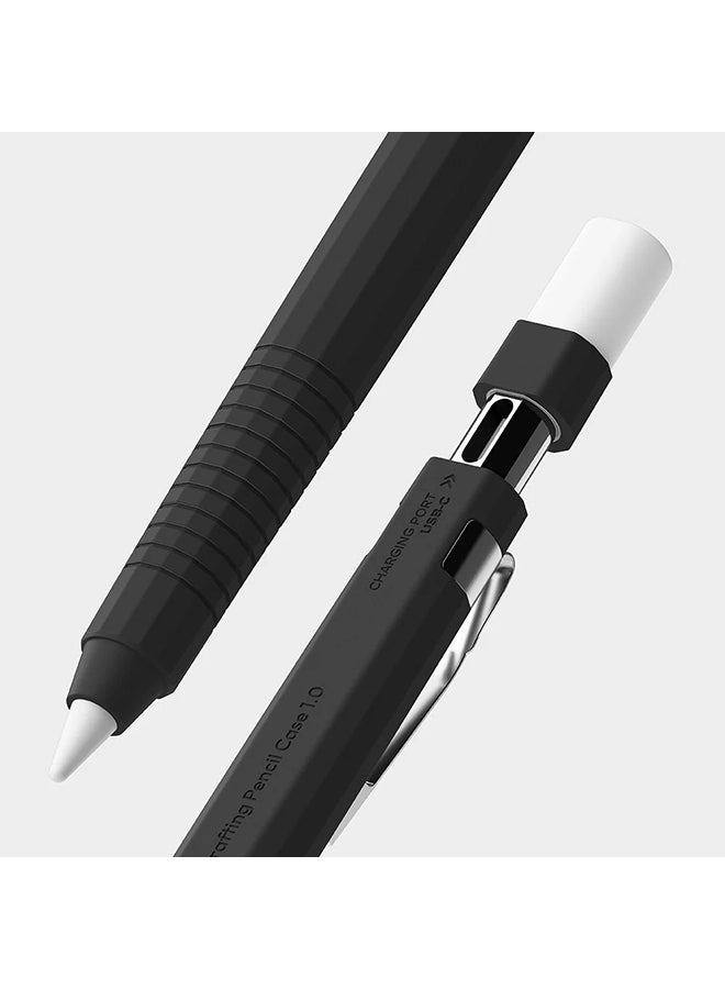 Ringke Silicone Drafting Pencil Case For Apple Pencil USB-C Case, Perfect Grip Silicone Protective Cover Sleeve Accessories - Black - Image 1