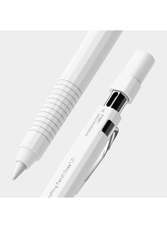 Ringke Silicone Drafting Pencil Case For Apple Pencil USB-C Case, Perfect Grip Silicone Protective Cover Sleeve Accessories - White - Image 1
