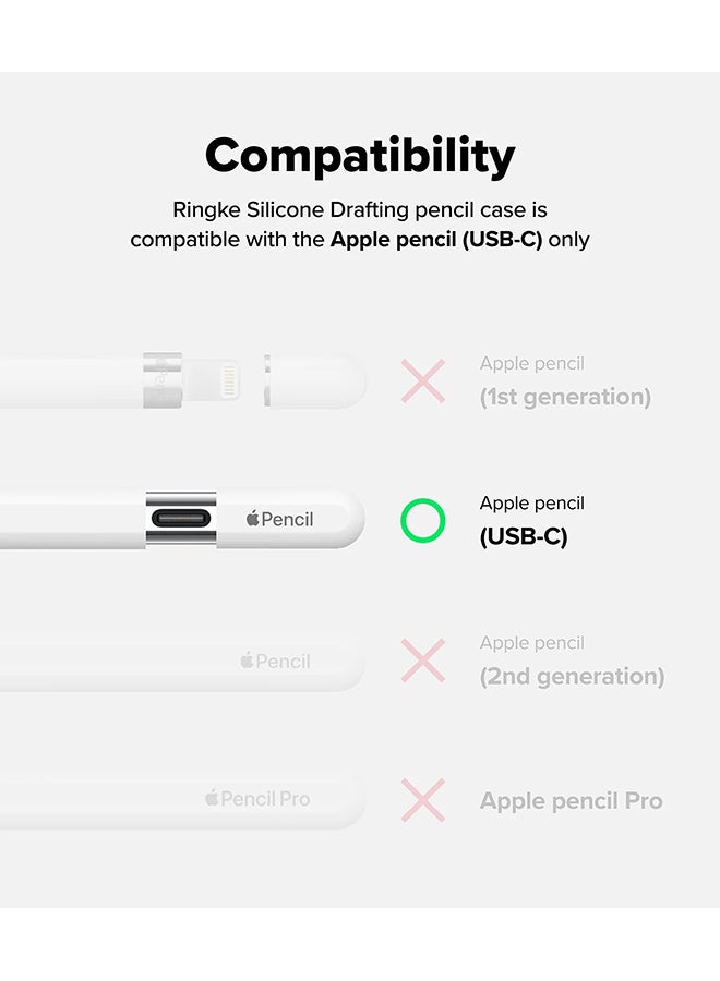 Ringke Silicone Drafting Pencil Case For Apple Pencil USB-C Case, Perfect Grip Silicone Protective Cover Sleeve Accessories - White - Image 2