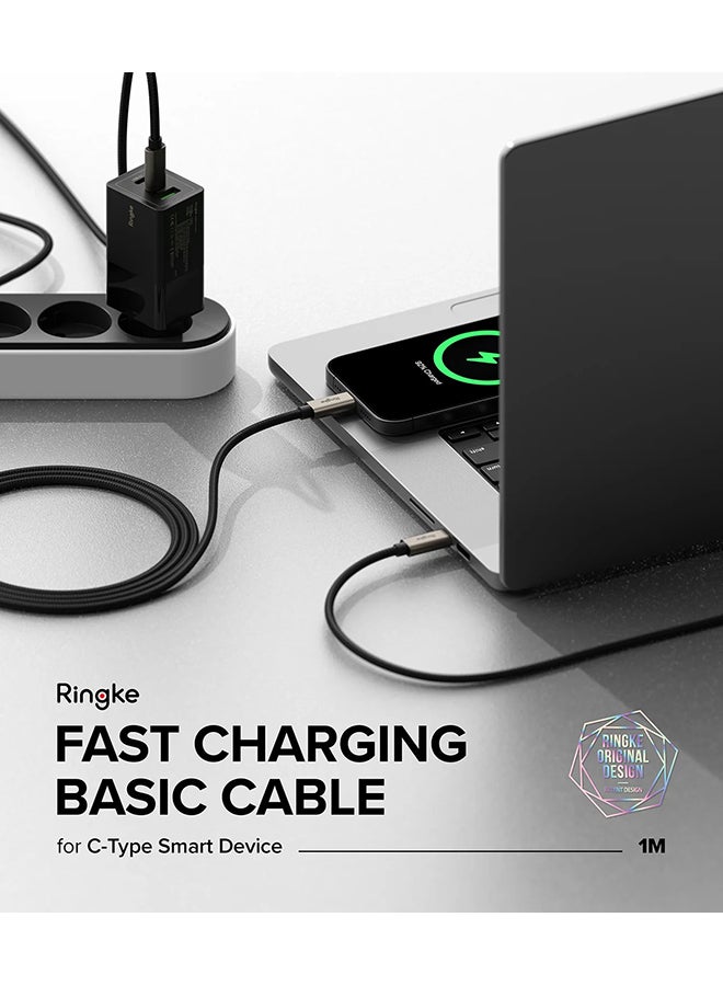 Ringke Fast Charging Basic Cable USB-C to USB-C Fast Charging Charger Cord Car Carplay Cable For iPhone 16 and 15 Series, Laptops, and Tablets- 1M Black - Image 2