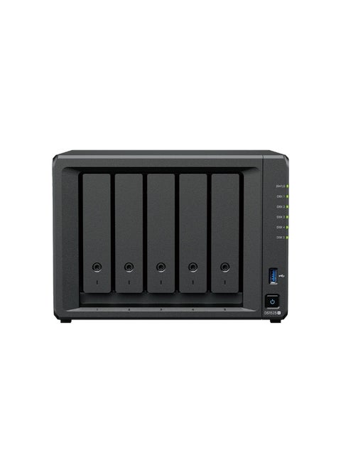 DiskStation DS1525+ Diskless 5-Bay NAS – AMD Ryzen V1500B Quad-Core 2.2GHz, 8GB DDR4 ECC RAM (Up to 32GB), Dual M.2 NVMe Cache Slots, 2 x 2.5GbE, PCIe Slot for 10GbE, Supports Up to 300TB with Expansion, AES-NI Encryption, RAID, Cloud Sync, Backup & Surveillance, DSM OS – Ideal for Home Office & Small Business black