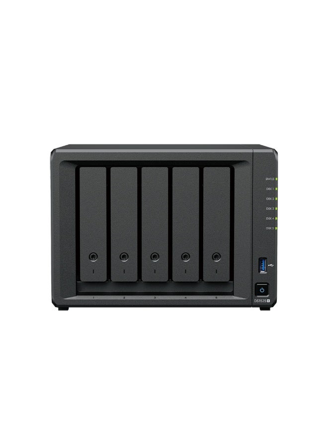 Synology DiskStation DS1525+ Diskless 5-Bay NAS – AMD Ryzen V1500B Quad-Core 2.2GHz, 8GB DDR4 ECC RAM (Up to 32GB), Dual M.2 NVMe Cache Slots, 2 x 2.5GbE, PCIe Slot for 10GbE, Supports Up to 300TB with Expansion, AES-NI Encryption, RAID, Cloud Sync, Backup & Surveillance, DSM OS – Ideal for Home Office & Small Business black  - Image 1