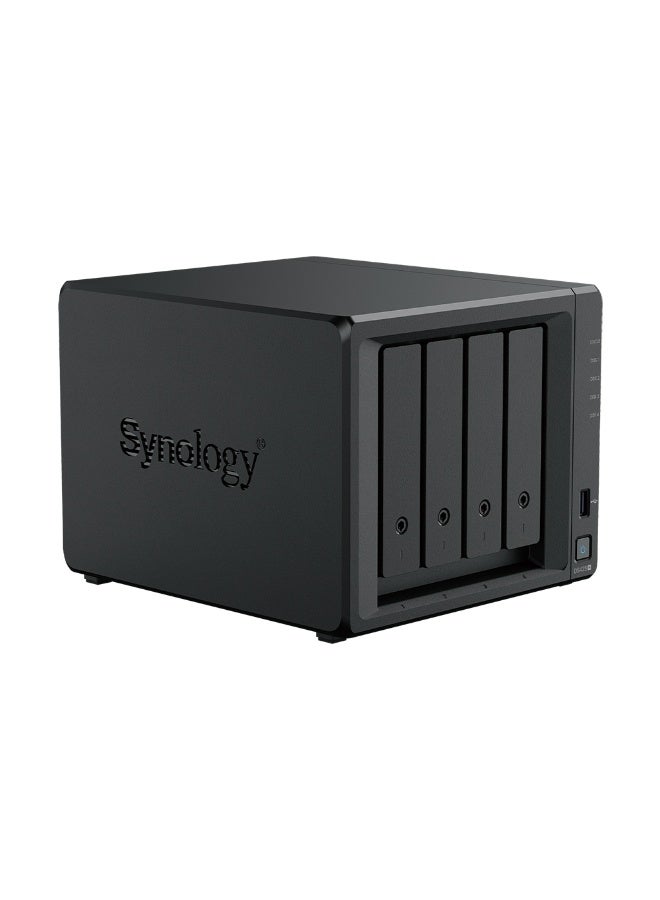 DiskStation DS425+ 4-Bay NAS – Intel Celeron J4125 Quad-Core 2.7GHz, 2GB DDR4 RAM (Expandable to 6GB), 4 x 3.5"/2.5" SATA Drive Bays, 2 x M.2 NVMe SSD Slots, 1 x 2.5GbE LAN Port, 2 x USB 3.2, RAID 0/1/5/6/10 Support, AES-NI Encryption, Private Cloud, Backup & Surveillance Solution, DSM OS black