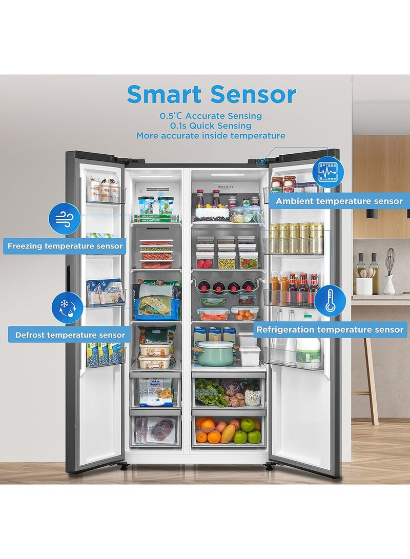 Midea 791L Gross & 569L Net Side By Side Smart Refrigerator With Color Display, Frost Free, Wi-Fi Connectivity, Voice Assistant, Multi-Air Flow, Inverter Quattro MDRS791MIE46AE Silver  - Image 5