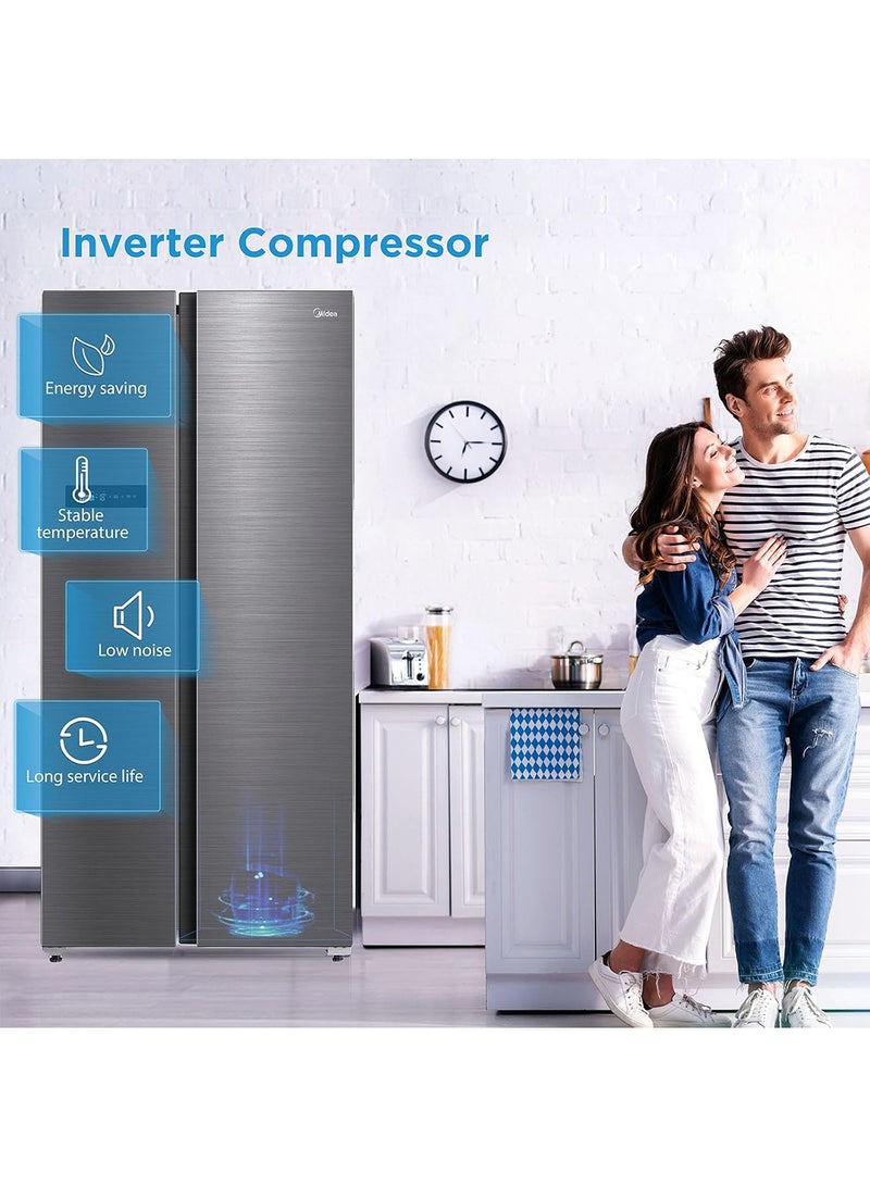 791L Gross & 569L Net Side By Side Smart Refrigerator With Color Display, Frost Free, Wi-Fi Connectivity, Voice Assistant, Multi-Air Flow, Inverter Quattro MDRS791MIE46AE Silver