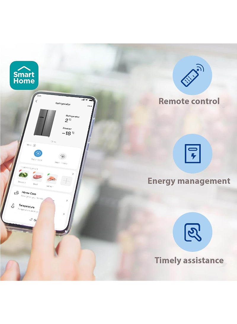 Midea 791L Gross & 569L Net Side By Side Smart Refrigerator With Color Display, Frost Free, Wi-Fi Connectivity, Voice Assistant, Multi-Air Flow, Inverter Quattro MDRS791MIE46AE Silver  - Image 4