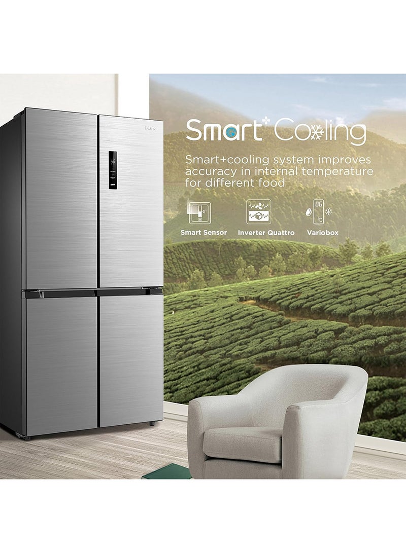 632L Gross & 474L Net Capacity 4 Door Premium Refrigerator, French Door With MSmart Connect (Wi-Fi), Smart Sensor, Vario Box (3 Temp), Inverter Quattro, Multi-Temperature MDRF632FIG46AED Silver