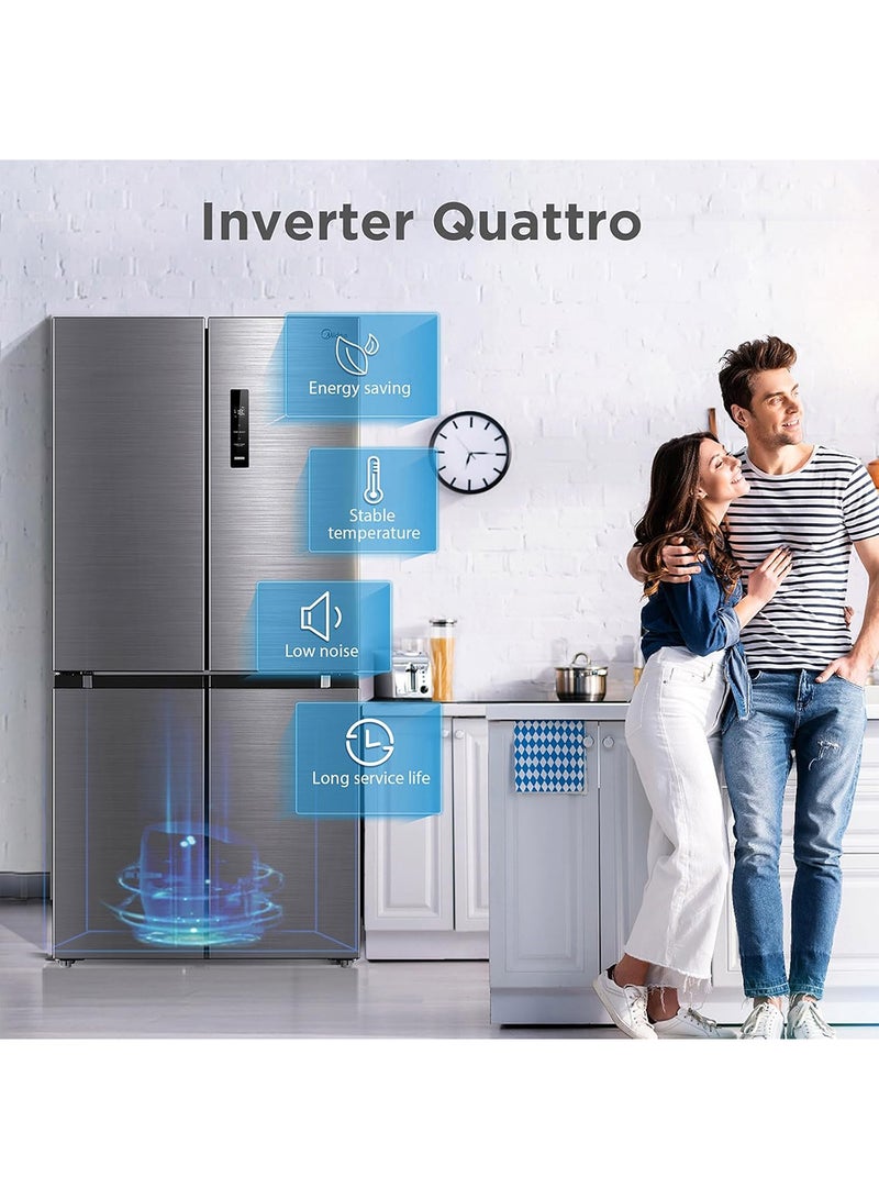 632L Gross & 474L Net Capacity 4 Door Premium Refrigerator, French Door With MSmart Connect (Wi-Fi), Smart Sensor, Vario Box (3 Temp), Inverter Quattro, Multi-Temperature MDRF632FIG46AED Silver