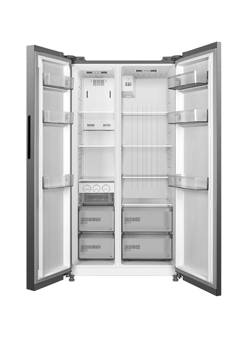 Midea 710L Gross & 510L Net Side By Side 2 Door Refrigerator, Frost Free Fridge Freezer With Humidity Control, Electronic Touch Screen, Inverter Quattro, Adjustable Door Racks MDRS710FIE46AED Silver  - Image 3