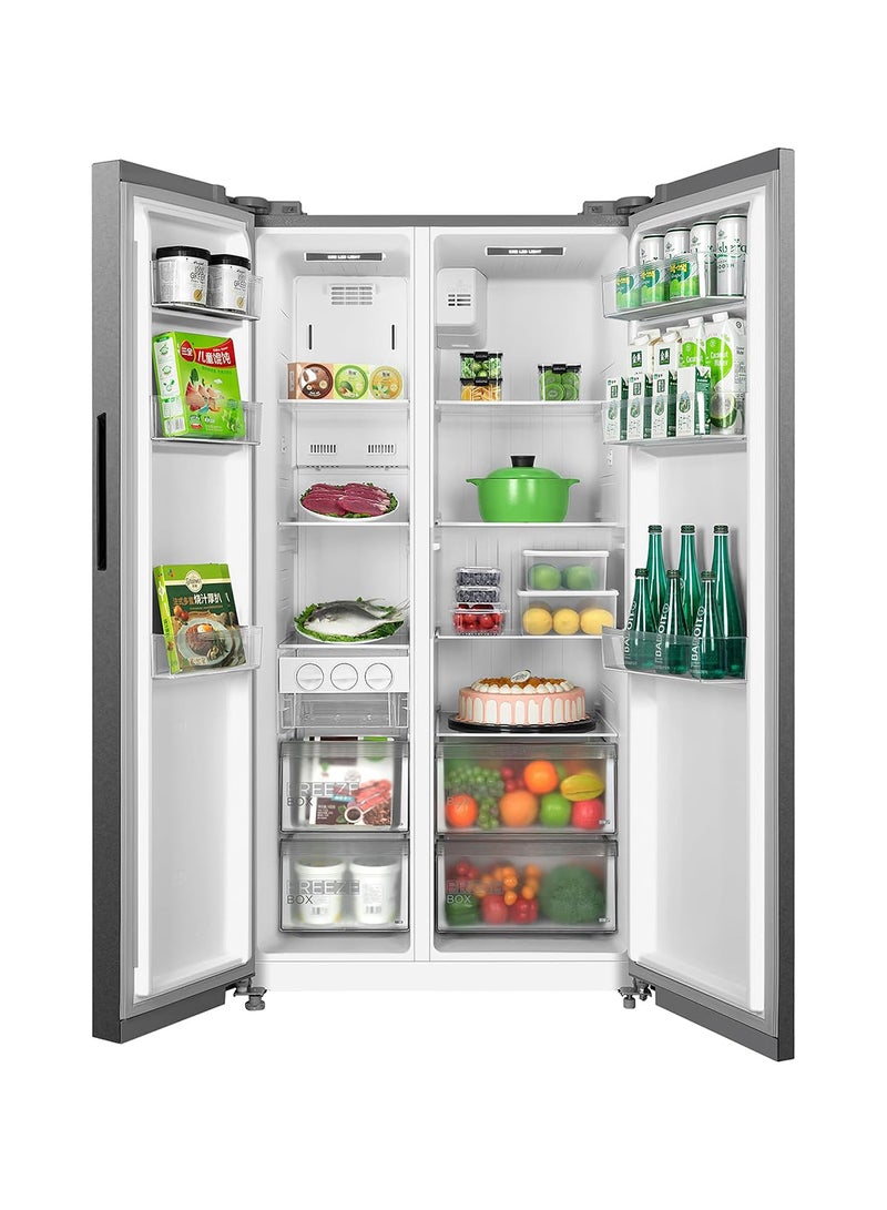 Midea 704L Gross & 513L Net Capacity Side by Side Refrigerator With Water Dispenser, Frost Free With Humidity Control, Electronic Touch Screen, Inverter Quattro, Multi Air Flow MDRS704FIE02AE Silver  - Image 3