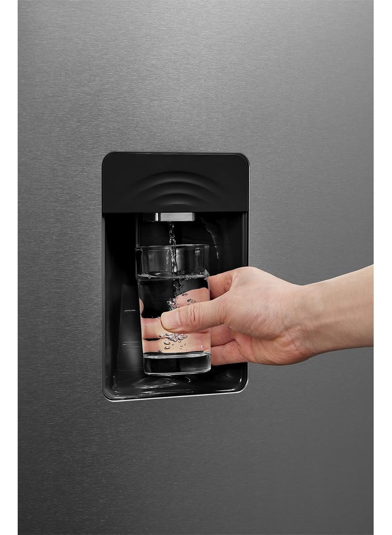 Midea 704L Gross & 513L Net Capacity Side by Side Refrigerator With Water Dispenser, Frost Free With Humidity Control, Electronic Touch Screen, Inverter Quattro, Multi Air Flow MDRS704FIE02AE Silver  - Image 2
