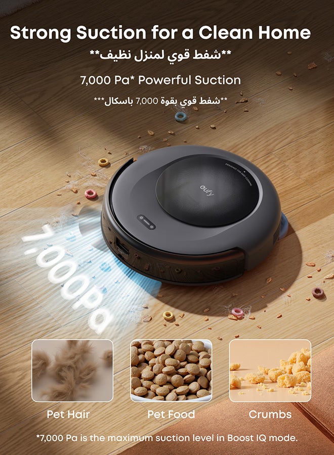إيوفي مكنسة روبوت أومني C20 مع ممسحة، محطة شاملة، 7,000 با، جسم فائق النحافة بسمك 3.35 بوصة، تفريغ تلقائي، غسيل وتجفيف الممسحة لتنظيف بدون استخدام اليدين، رفع الممسحة وكشف السجاد - Image 3