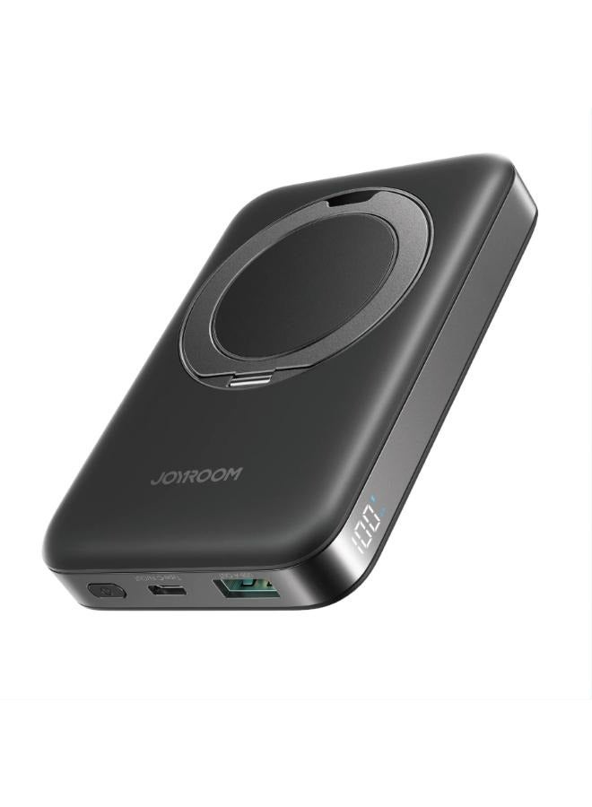 JOYROOM 10000 mAh JR-PBM12 22.5W Magnetic Wireless Power Bank with Ring Holder 10000mAh black  - Image 1