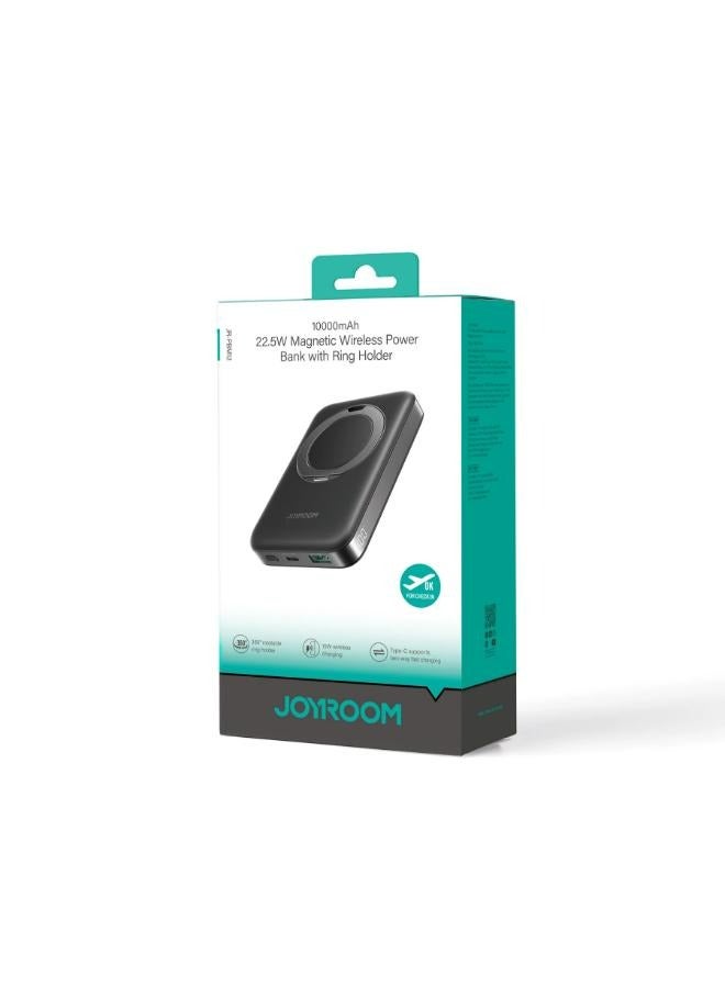 JOYROOM 10000 mAh JR-PBM12 22.5W Magnetic Wireless Power Bank with Ring Holder 10000mAh black  - Image 2
