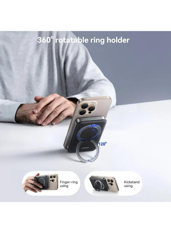 JOYROOM 10000 mAh JR-PBM12 22.5W Magnetic Wireless Power Bank with Ring Holder 10000mAh black  - Image 4