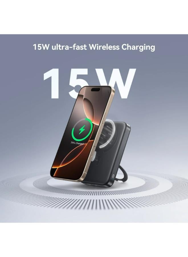 JOYROOM 10000 mAh JR-PBM12 22.5W Magnetic Wireless Power Bank with Ring Holder 10000mAh black  - Image 3