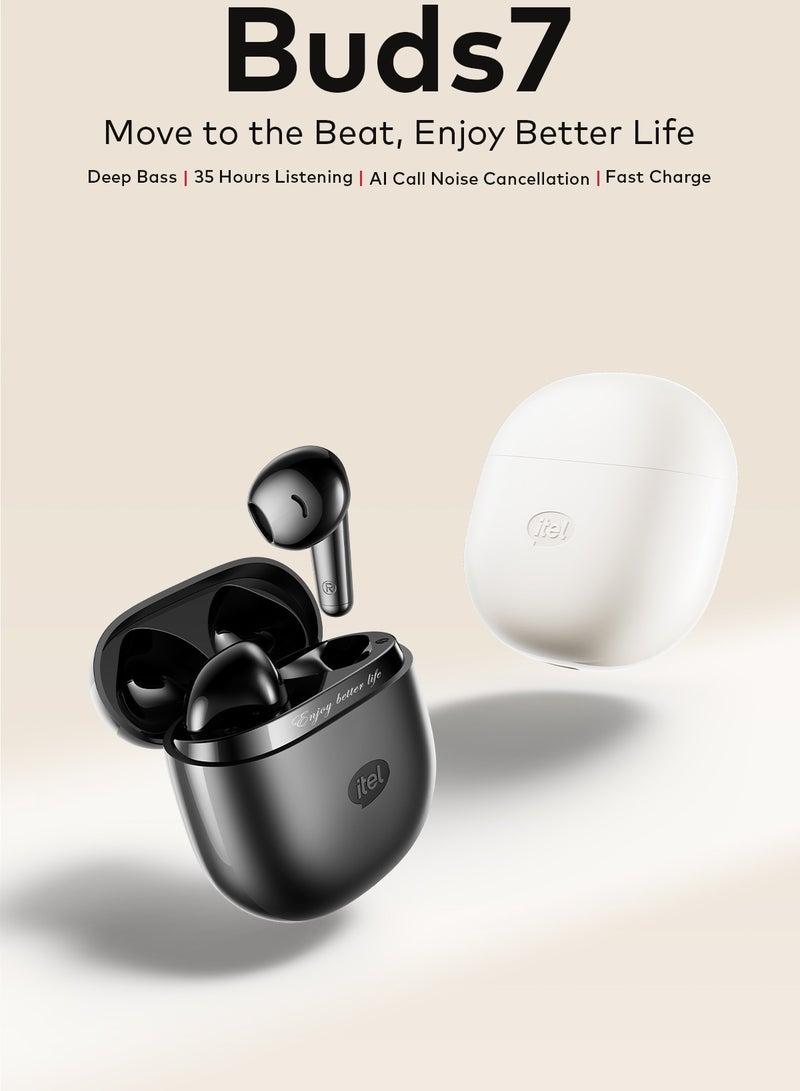 ITEL True Wireless Earbuds, Buds 7 In-Ear Bluetooth 5.3 Headphones ,14mm dynamic driver Bluetooth Earbuds Touch Control,IPX6 Waterproof TWS,  Light-Weight Earphones Sunset Pink Sunset Pink  - Image 1