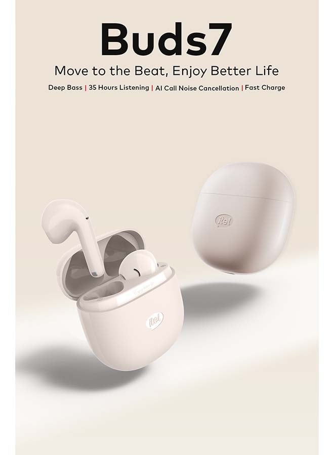 ITEL True Wireless Earbuds, Buds 7 In-Ear Bluetooth 5.3 Headphones ,14mm dynamic driver Bluetooth Earbuds Touch Control,IPX6 Waterproof TWS,  Light-Weight Earphones Sunset Pink Sunset Pink  - Image 4