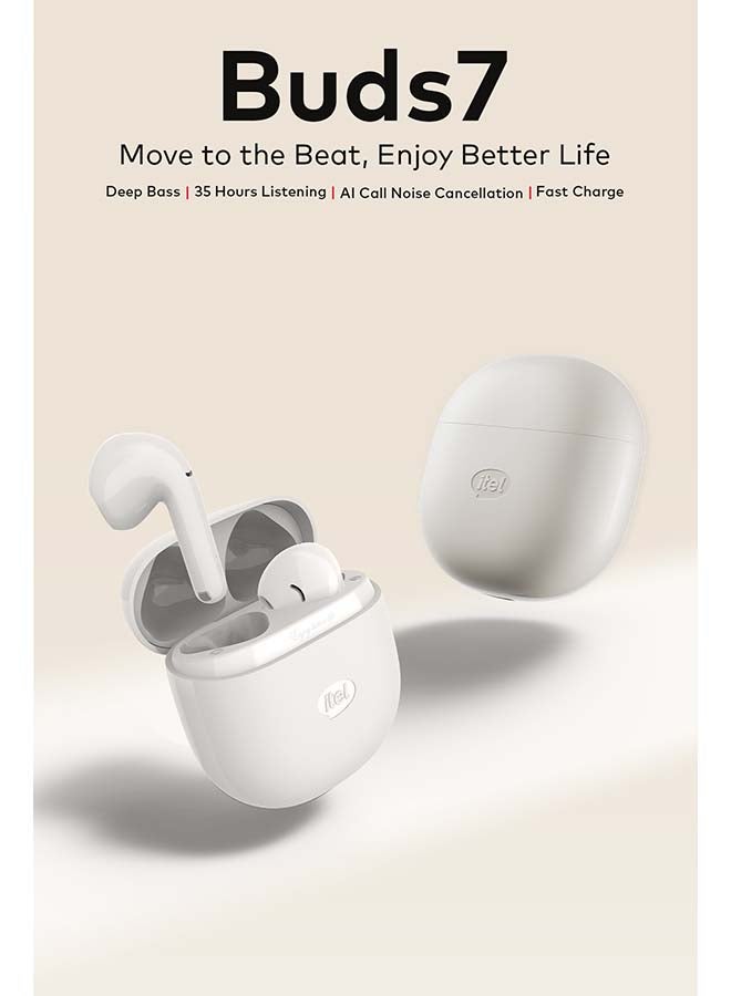 ITEL True Wireless Earbuds, Buds 7 In-Ear Bluetooth 5.3 Headphones ,14mm dynamic driver Bluetooth Earbuds Touch Control, IPX6 Waterproof TWS,  Light-Weight Earphones Dawn white Dawn white  - Image 4