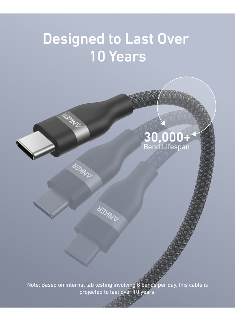 Anker Nano USB C Cable, 240W 3 ft Flexible Multi-Color Braided Cord, Fast Charging Type C Charger for iPhone 16/16 Pro/16 Plus/16 Pro Max, MacBook Pro, iPad Pro, Galaxy S24, and More - Black  - Image 4