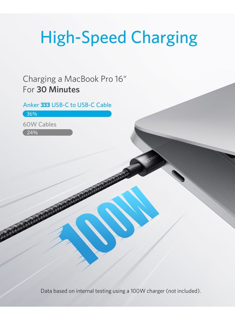 Anker USB C to USB C Cable (3.3FT, 2 Pack), Type C 100W Charger Cord Fast Charging for iPhone 16 Series,MacBook Pro 2020,Pixel and More (USB 2.0) - Black  - Image 4