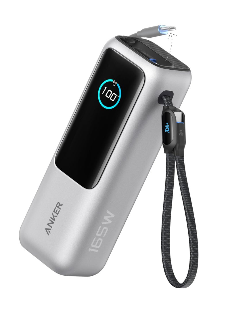 Anker 2500 mAh Power Bank, 165W Ultra-Fast Portable Charger For Dual Laptops, Fast Charging Battery Pack With Built-In And Retractable Cables, For iPhone 16/15 Series, Samsung, And More - Silver  - Image 1