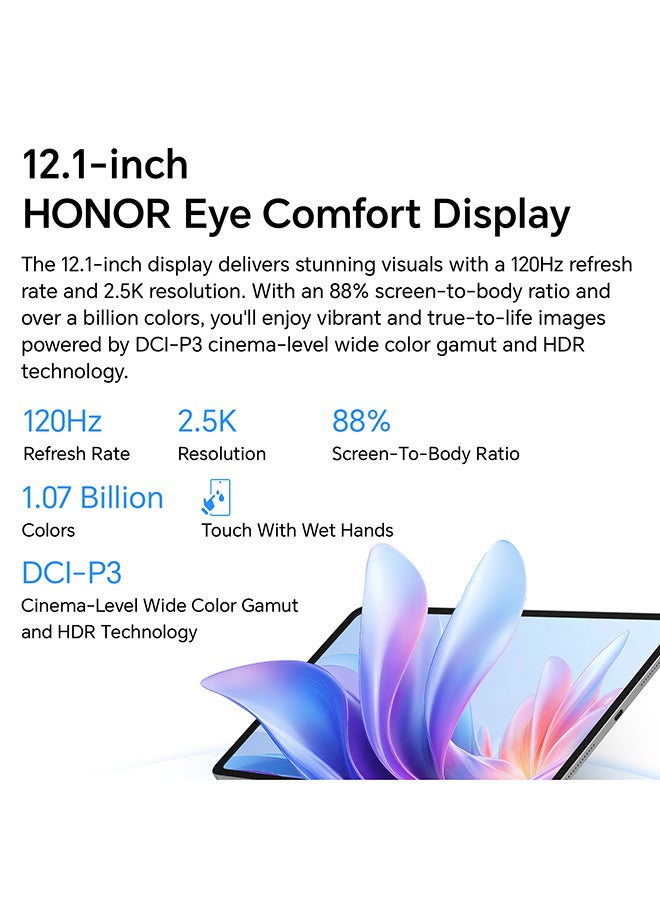 Pad 10 12.1 Inch Wi-Fi Tablet Gray 8GB RAM 256GB With Free Keyboard Case And Honor Choice Pencil - Middle East Version