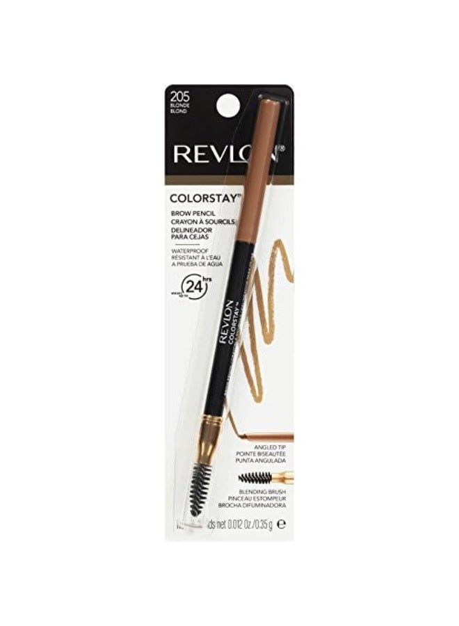 ريفلون ColorStay Eyebrow Pencil with Spoolie Brush, Waterproof, Longwearing, Angled Tip Applicator for Perfect Brows, 0.021 oz 205 Blonde - Image 1