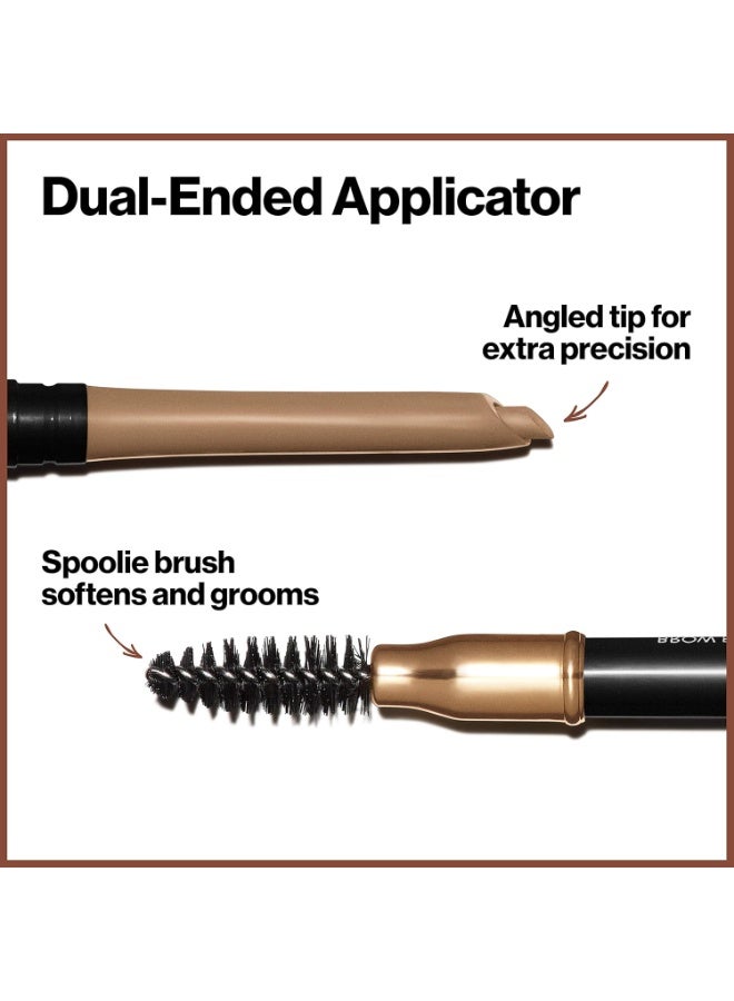 ريفلون ColorStay Eyebrow Pencil with Spoolie Brush, Waterproof, Longwearing, Angled Tip Applicator for Perfect Brows, 0.021 oz 205 Blonde - Image 3