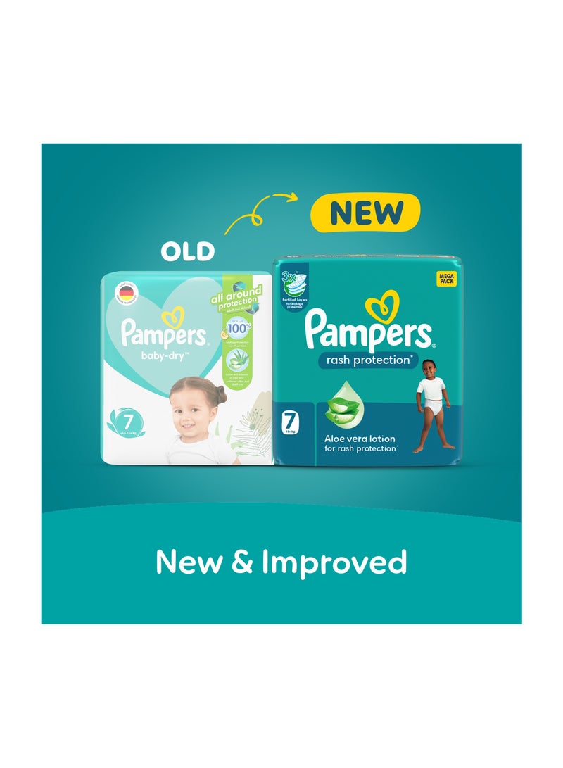 Pampers Rash Protection Size 7 15+kg Taped Diapers With Aloe Vera Lotion And 3x Fortified Layers For Leakage Giant Box  - Image 2