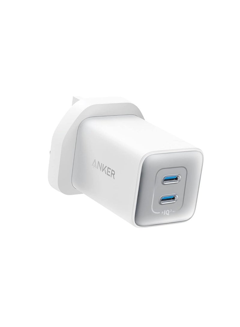 USB C Plug, Anker 47W 2-Port Fast USB C Charger, Nano 3 GaN Compact Charger for iPhone 16/16 Pro/16 Pro Max/16 Plus, Galaxy S23, Pixel 4/3, iPad Mini, and More (Cable Not Included) - White - Image 1