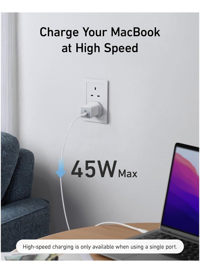 USB C Plug, Anker 47W 2-Port Fast USB C Charger, Nano 3 GaN Compact Charger for iPhone 16/16 Pro/16 Pro Max/16 Plus, Galaxy S23, Pixel 4/3, iPad Mini, and More (Cable Not Included) - White - Image 3